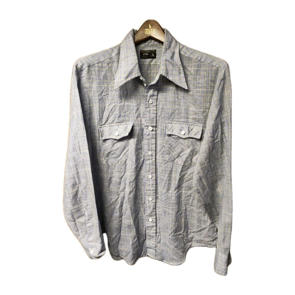 Vintage JCPenney Lightweight Thin Plaid Button Up Shirt Size L
